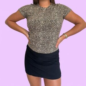 American Eagle Outfitters Leopard Print Top and Black Skirt